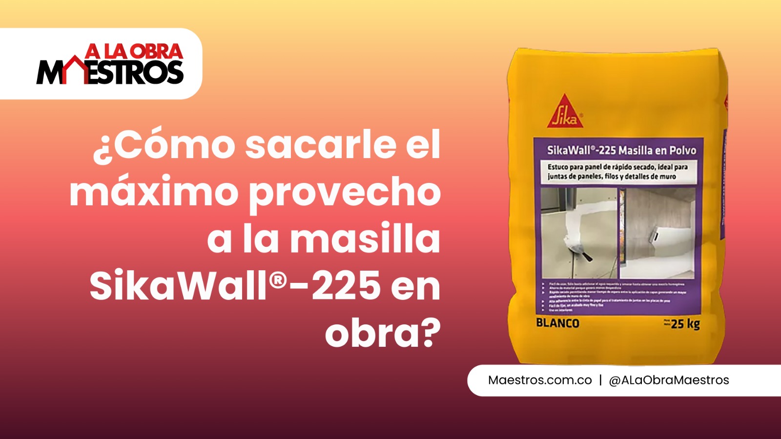 ¿Cómo sacarle el máximo provecho a la masilla SikaWall®-225 en obra?